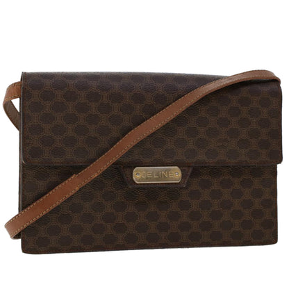 Luxury CELINE Macadam Canvas Shoulder Bag PVC Leather Brown  fm2547