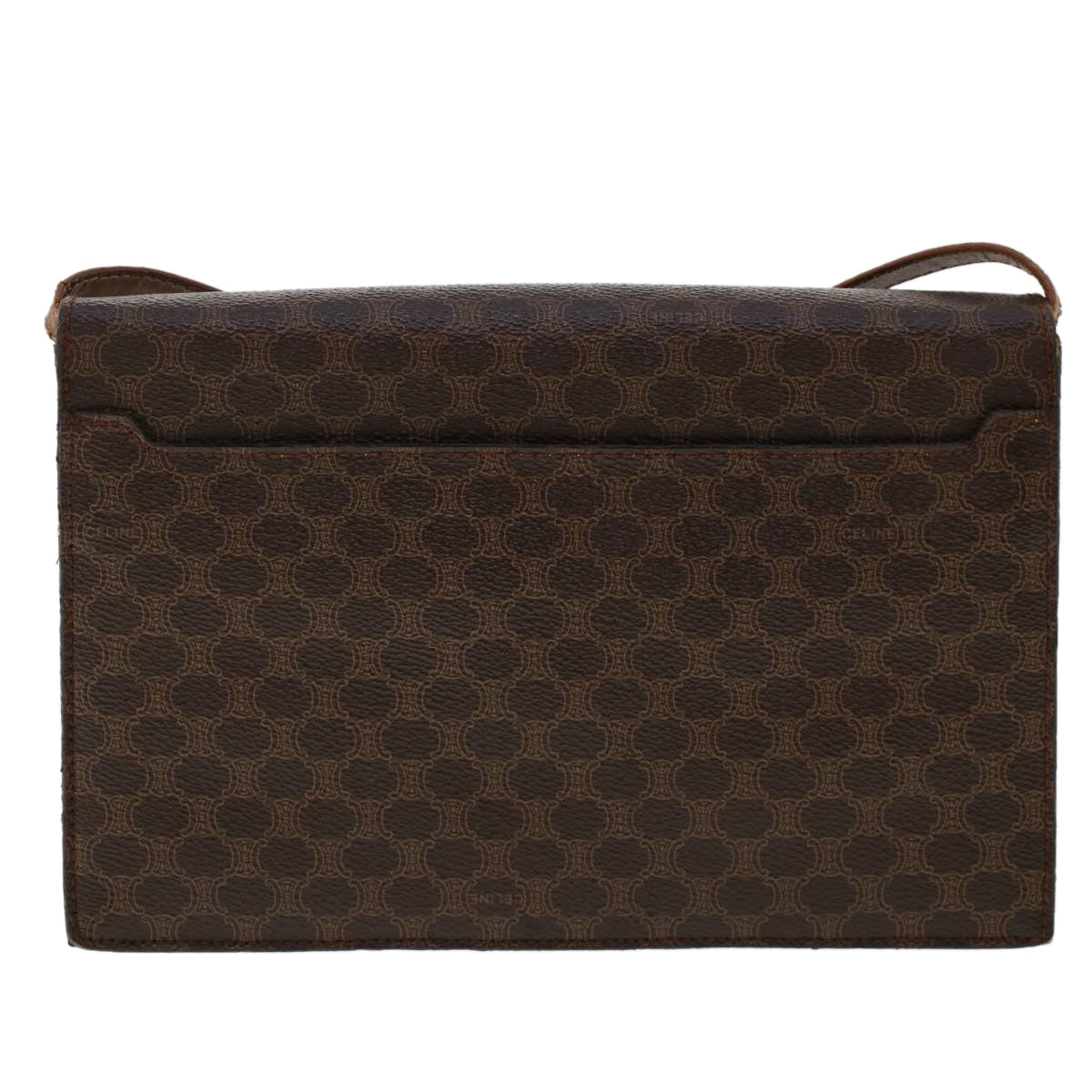 Luxury CELINE Macadam Canvas Shoulder Bag PVC Leather Brown  fm2547