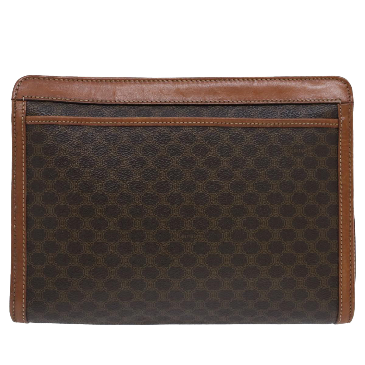 Luxury CELINE Macadam Canvas Clutch Bag PVC Leather Brown  fm2642