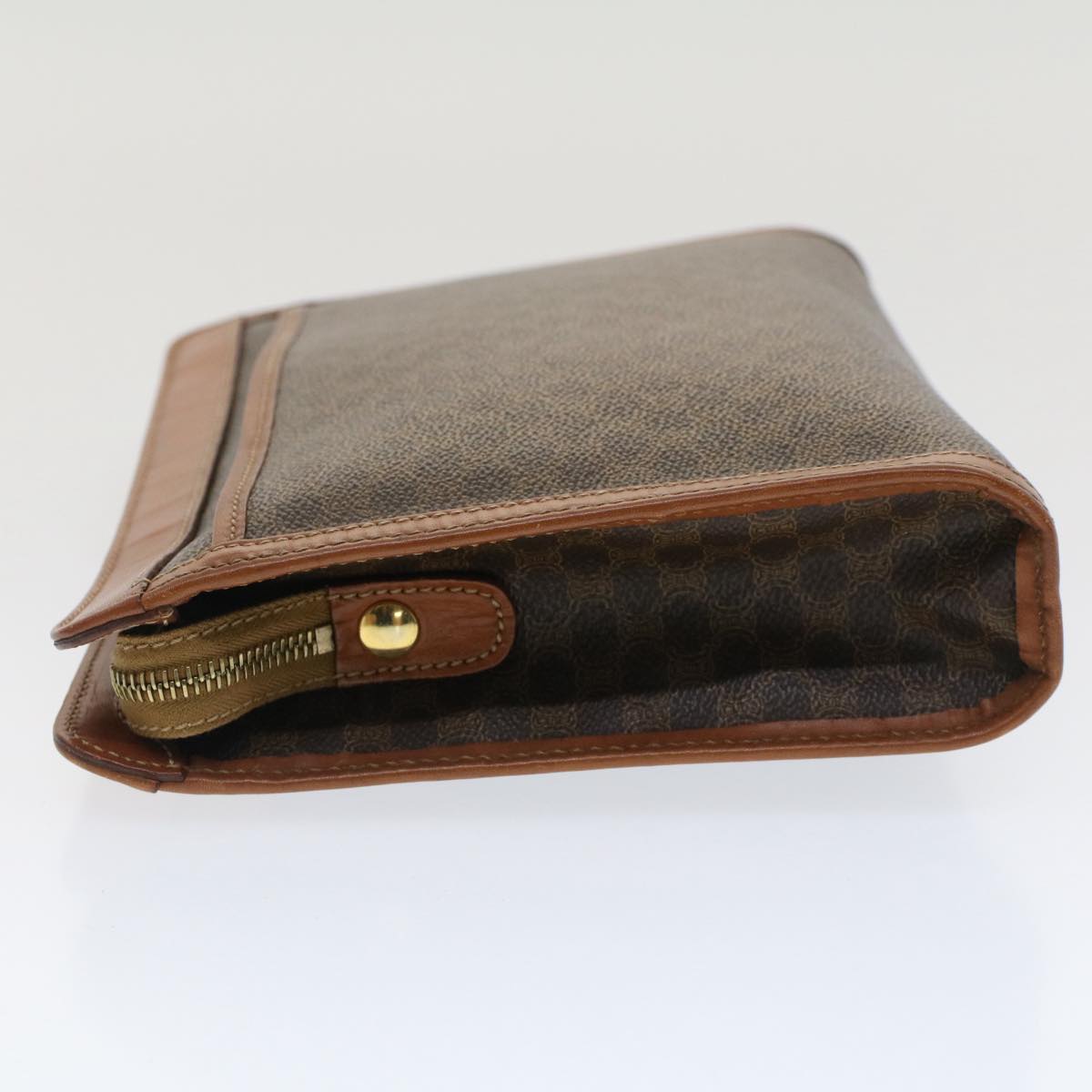 Luxury CELINE Macadam Canvas Clutch Bag PVC Leather Brown  fm2642