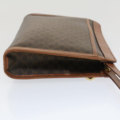 Luxury CELINE Macadam Canvas Clutch Bag PVC Leather Brown  fm2642