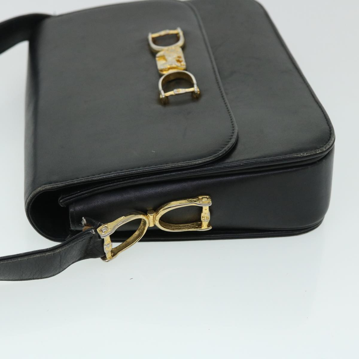 Luxury CELINE Horse Carriage Shoulder Bag Leather Black  fm2707