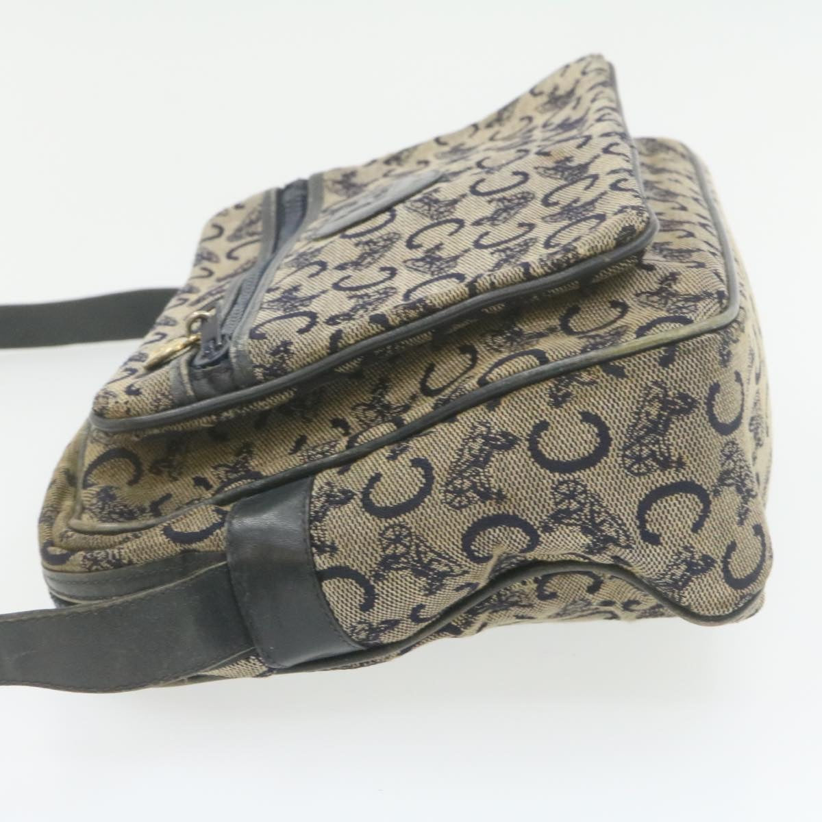 Luxury CELINE Horse Carriage C Macadam Canvas Shoulder Bag Navy Blue  fm272