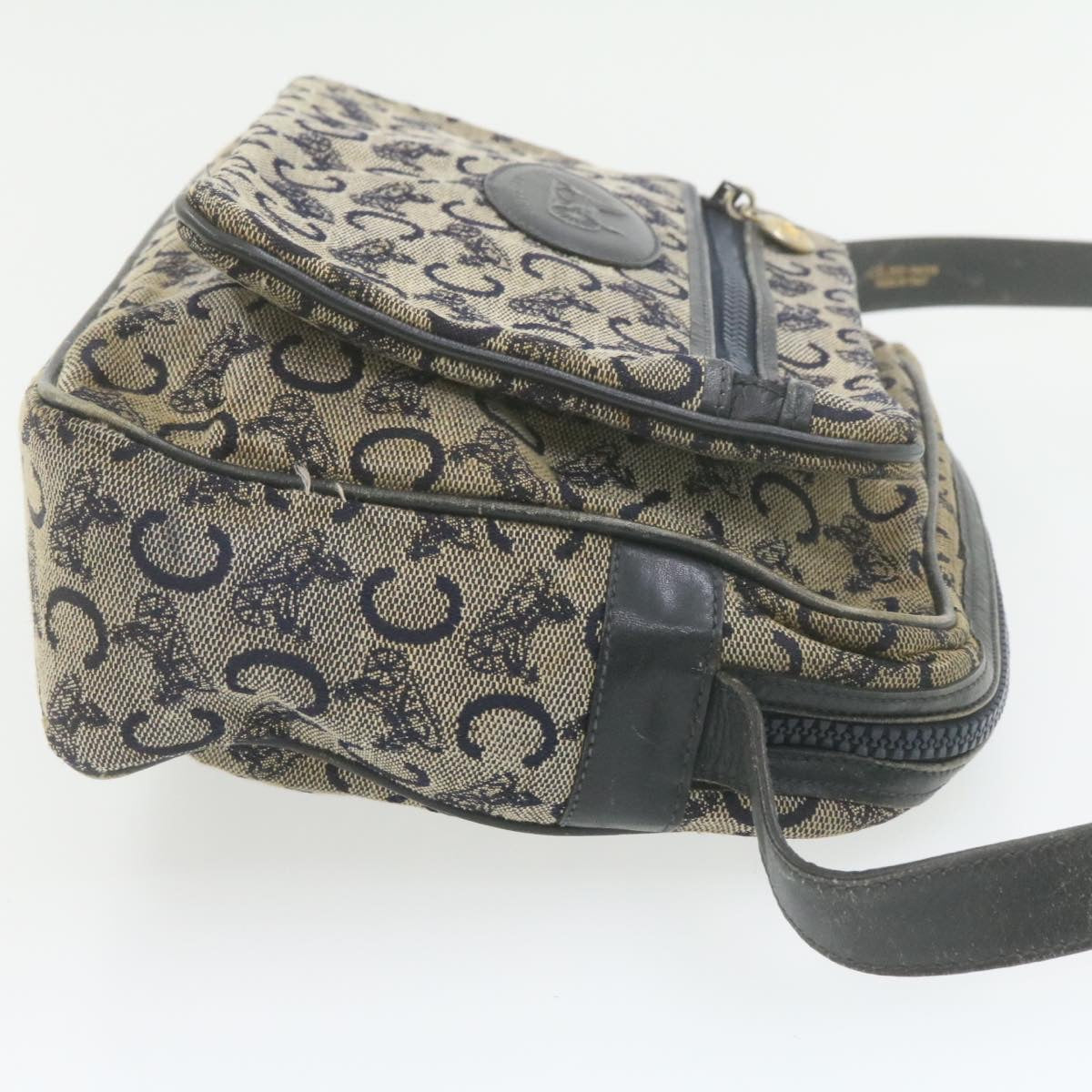 Luxury CELINE Horse Carriage C Macadam Canvas Shoulder Bag Navy Blue  fm272