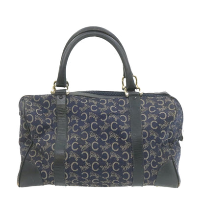 Luxury CELINE horse carriage C Macadam Canvas Hand Bag Navy Blue  fm274