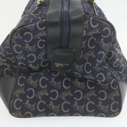 Luxury CELINE horse carriage C Macadam Canvas Hand Bag Navy Blue  fm274