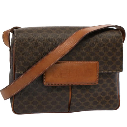 Luxury CELINE Macadam Canvas Shoulder Bag PVC Leather Brown  fm2799
