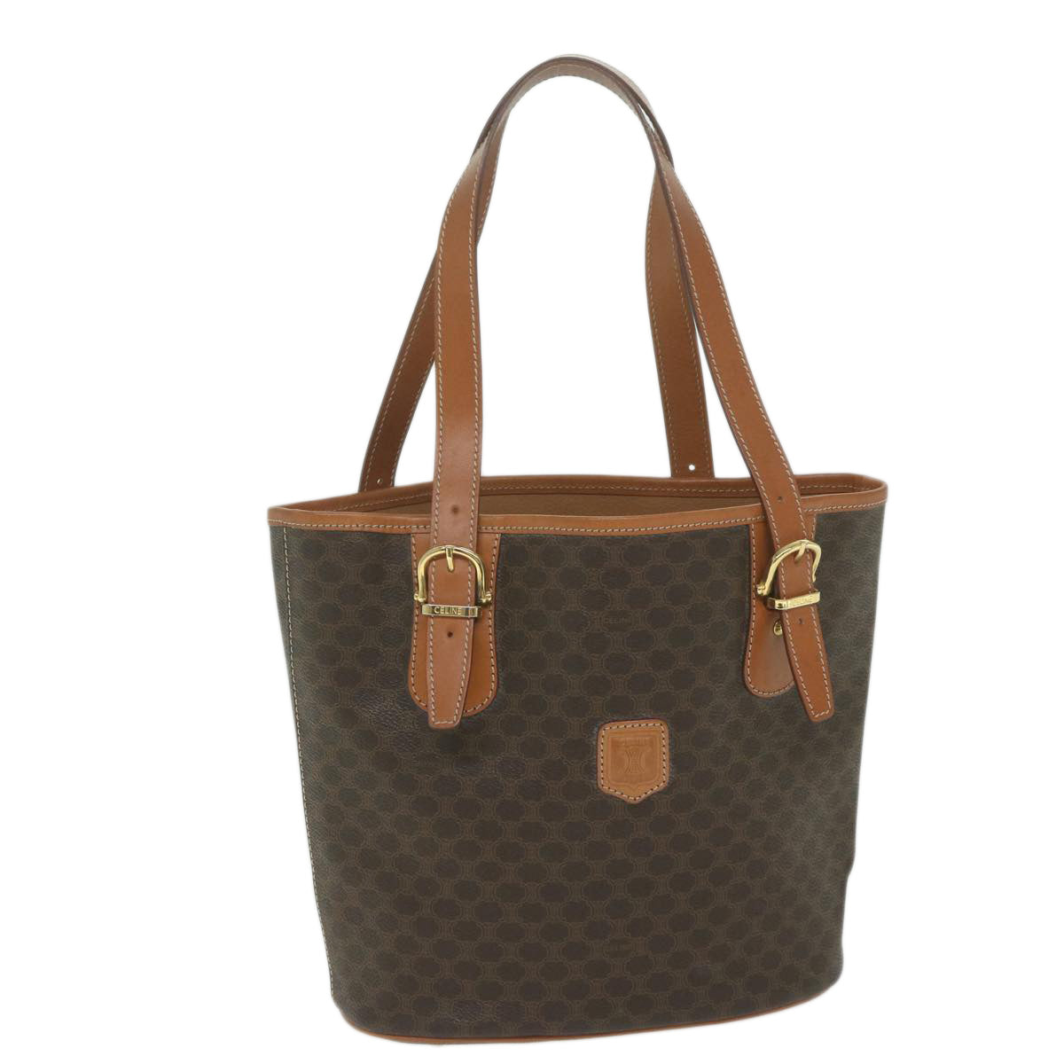 Luxury CELINE Macadam Canvas Tote Bag PVC Leather Brown  fm3033