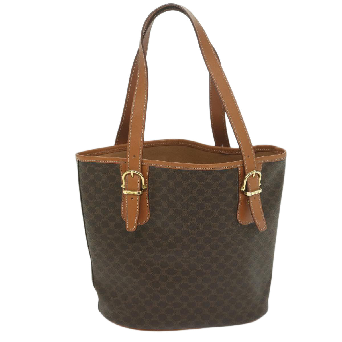 Luxury CELINE Macadam Canvas Tote Bag PVC Leather Brown  fm3033