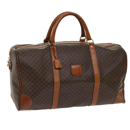 Luxury CELINE Macadam Canvas Boston Bag PVC Leather Brown  fm3071