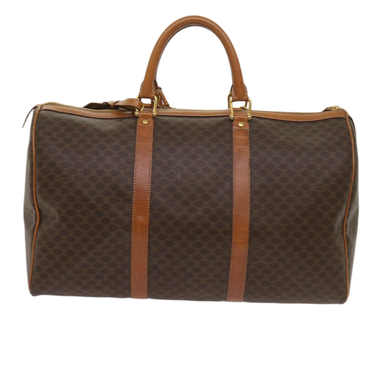 Luxury CELINE Macadam Canvas Boston Bag PVC Brown  fm3128