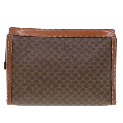 Luxury CELINE Macadam Canvas Clutch Bag PVC Leather Brown  fm3157