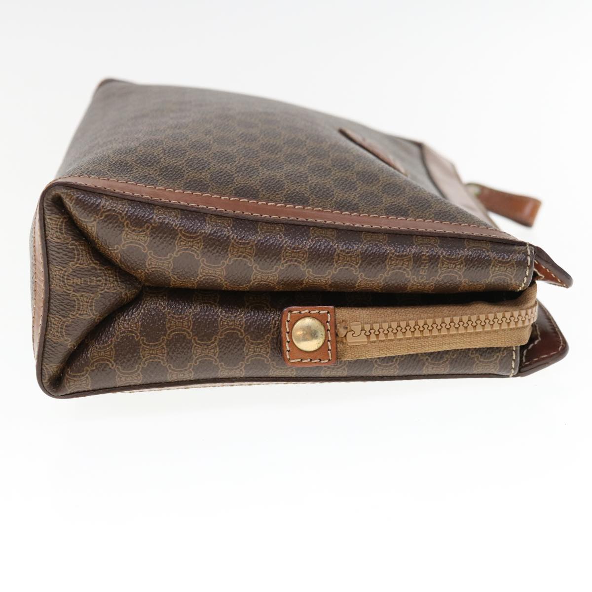 Luxury CELINE Macadam Canvas Clutch Bag PVC Leather Brown  fm3157