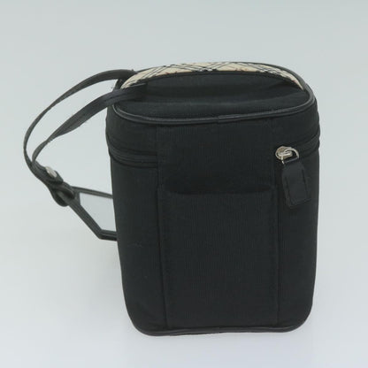 Luxury Burberry s Cosmetic Clutch Bag Leather 2Set Black Brown Auth fm3179