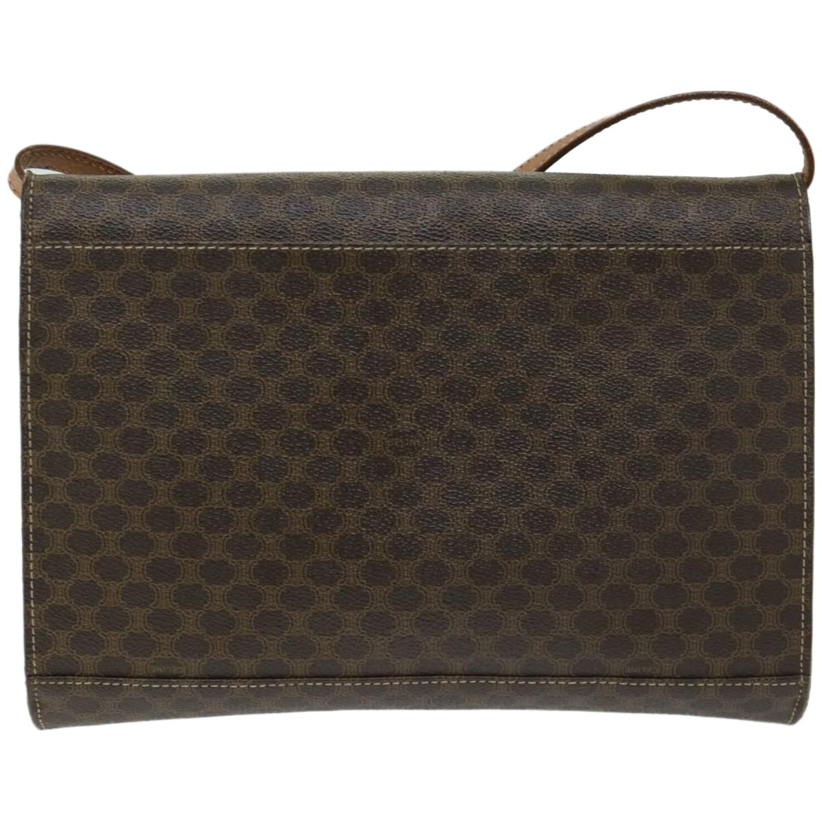 Luxury CELINE Macadam Canvas Circle Shoulder Bag PVC Leather Brown  fm3202