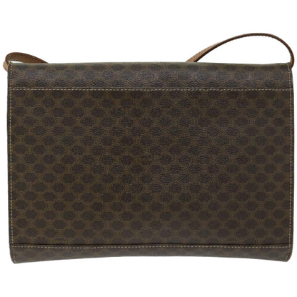 Luxury CELINE Macadam Canvas Circle Shoulder Bag PVC Leather Brown  fm3202