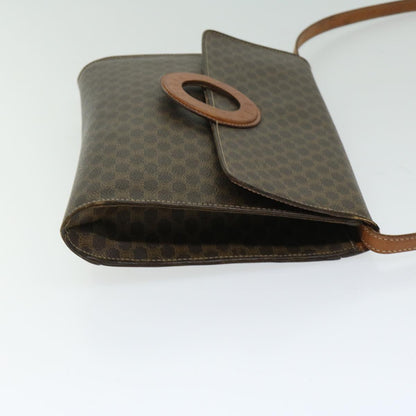 Luxury CELINE Macadam Canvas Circle Shoulder Bag PVC Leather Brown  fm3202