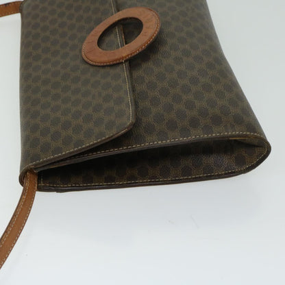 Luxury CELINE Macadam Canvas Circle Shoulder Bag PVC Leather Brown  fm3202