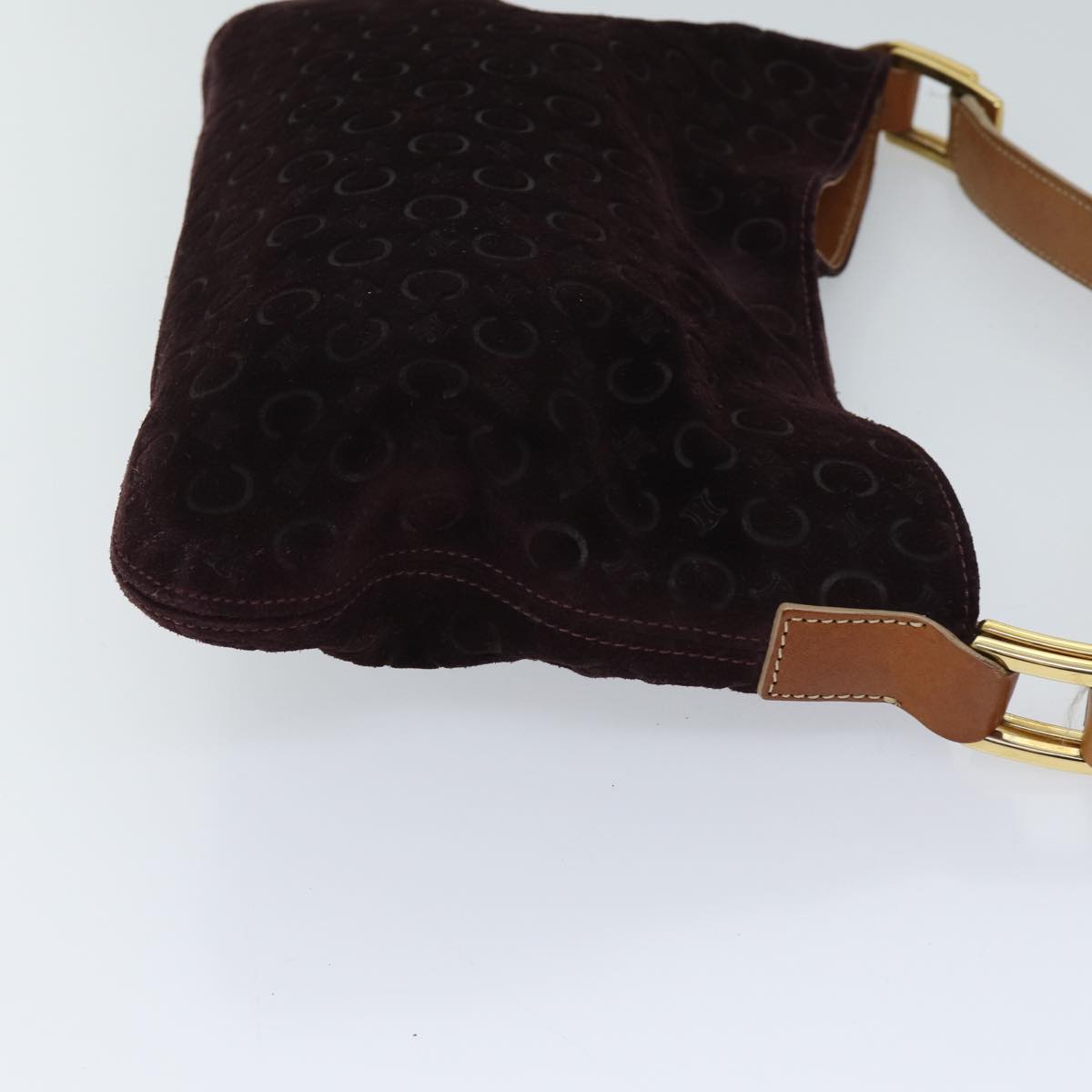 Luxury CELINE C Macadam Canvas Shoulder Bag Bordeaux  fm3341