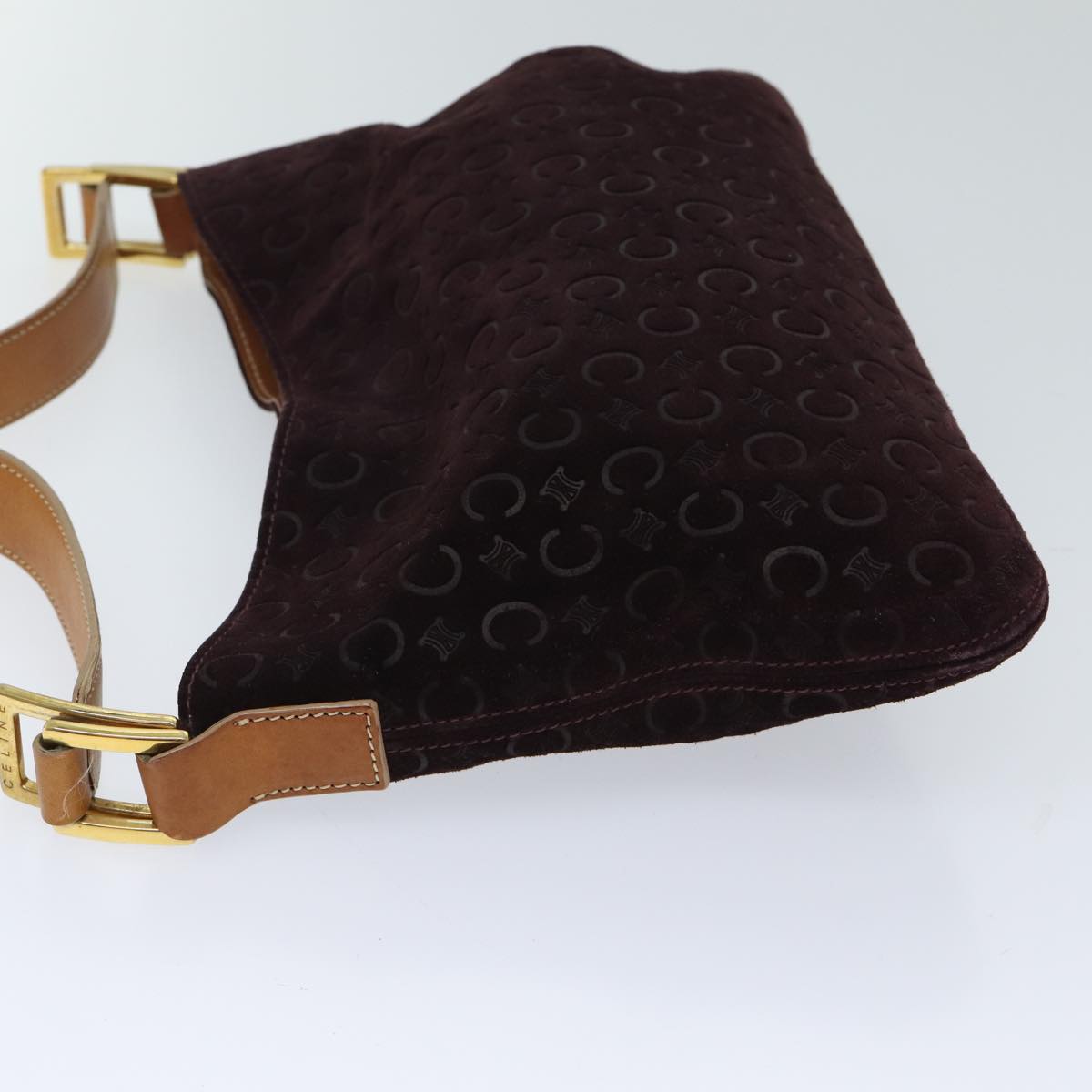 Luxury CELINE C Macadam Canvas Shoulder Bag Bordeaux  fm3341