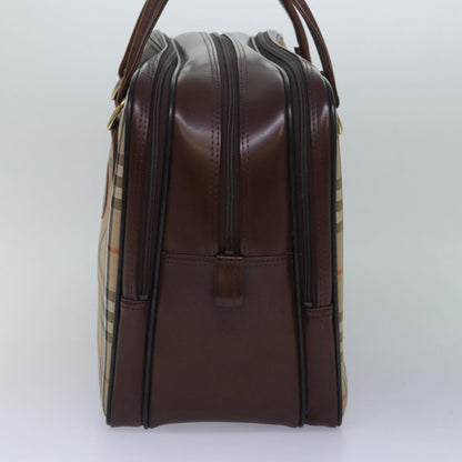 Luxury BurberrySs Nova Check Boston Bag Canvas Beige Auth fm3564
