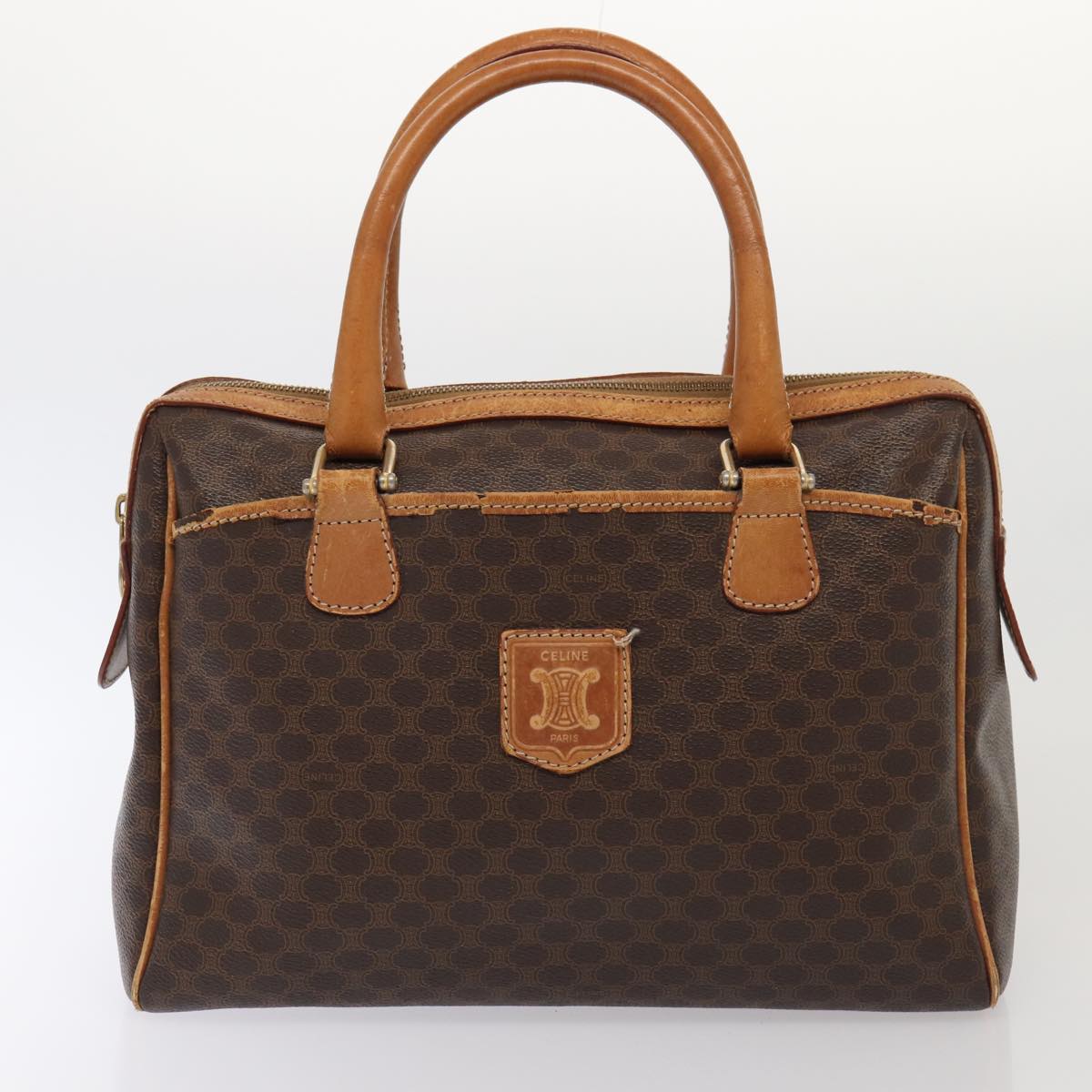 Luxury CELINE Macadam Canvas Shoulder Bag Hand Bag PVC Leather 2Set Brown  fm3566