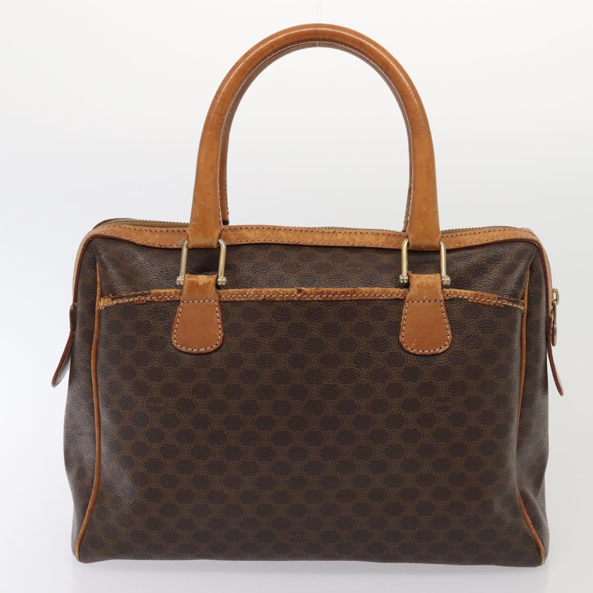 Luxury CELINE Macadam Canvas Shoulder Bag Hand Bag PVC Leather 2Set Brown  fm3566