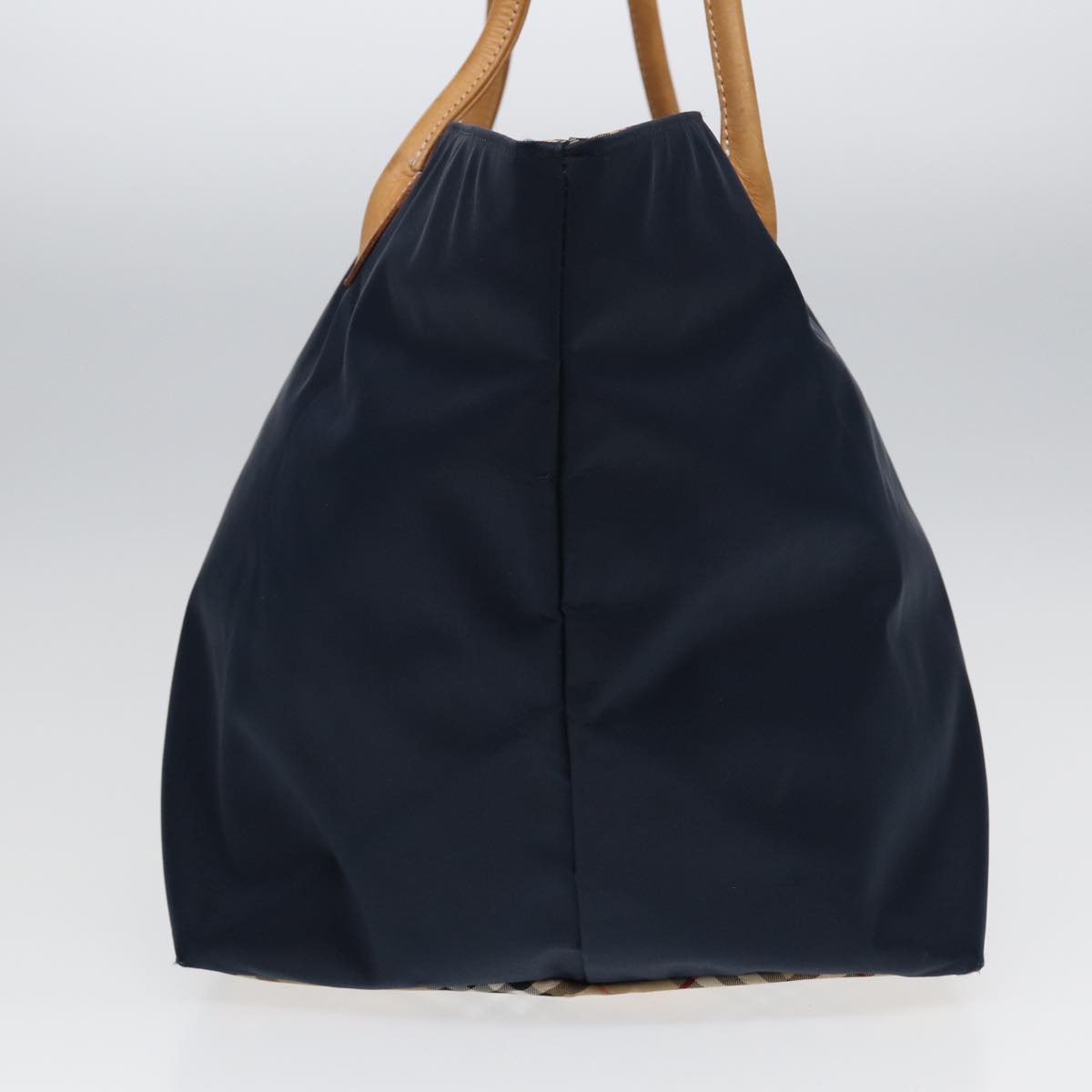 Luxury BurberrySs Nova Check Blue Label Tote Bag Nylon Navy Auth fm3650