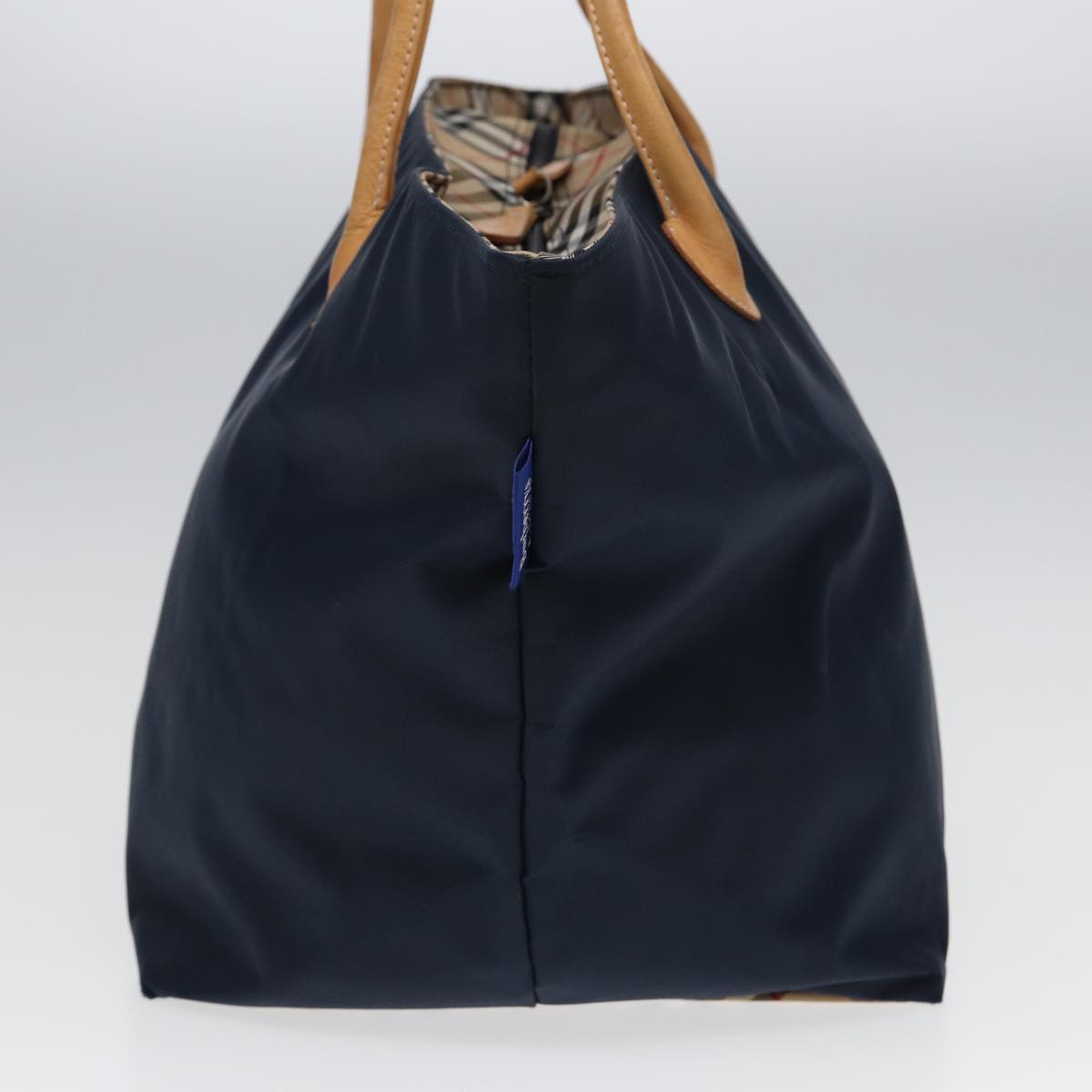 Luxury BurberrySs Nova Check Blue Label Tote Bag Nylon Navy Auth fm3650