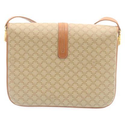 Luxury CELINE Macadam Canvas Shoulder Bag PVC Leather Beige  am2173g