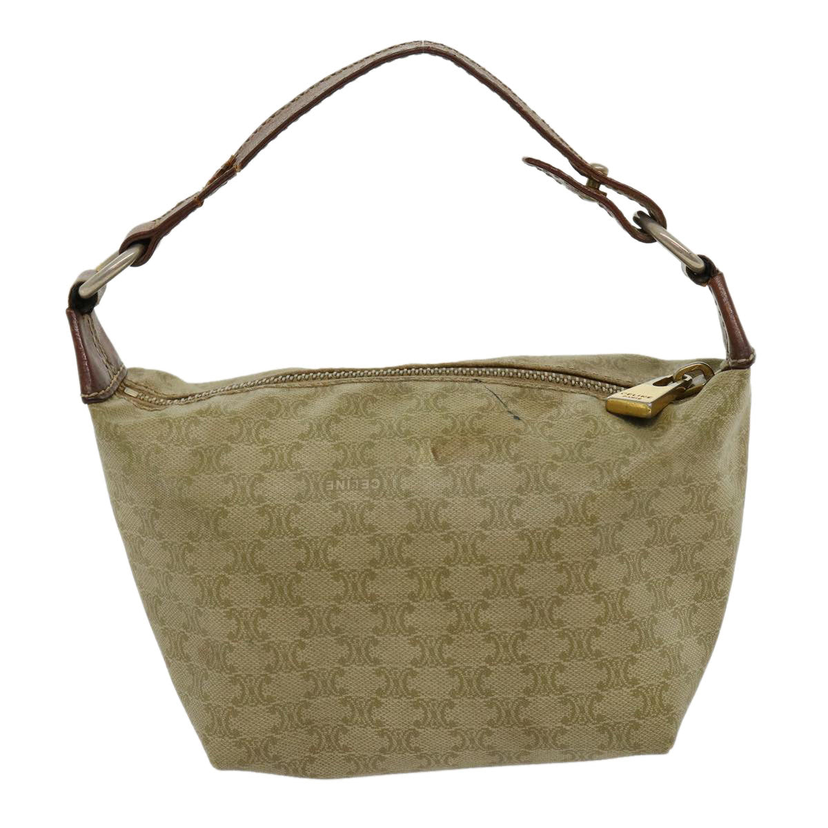 Luxury CELINE Macadam Canvas Hand Pouch PVC Leather Beige  am2606g