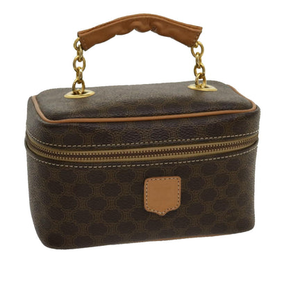 Luxury CELINE Macadam Canvas Vany Hand Bag PVC Leather Brown  am2715g