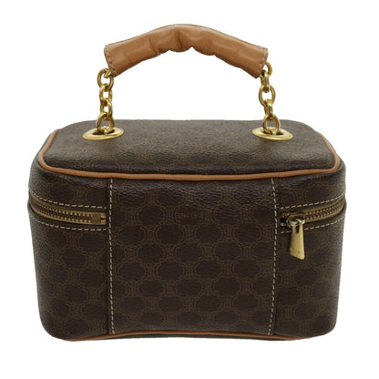 Luxury CELINE Macadam Canvas Vany Hand Bag PVC Leather Brown  am2715g