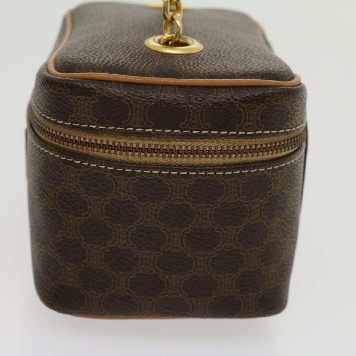 Luxury CELINE Macadam Canvas Vany Hand Bag PVC Leather Brown  am2715g