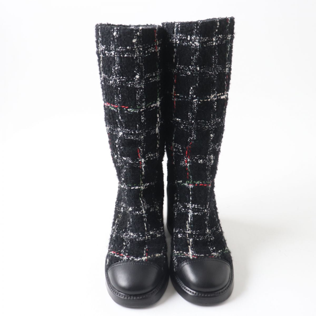 CHANEL boots Main: Leather, Main: Tweed black Women 35.5