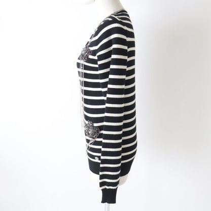 CHANEL knit Main: 100% cashmere Black x white Women 38