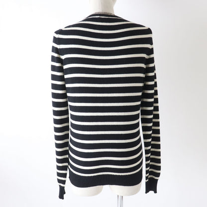 CHANEL knit Main: 100% cashmere Black x white Women 38