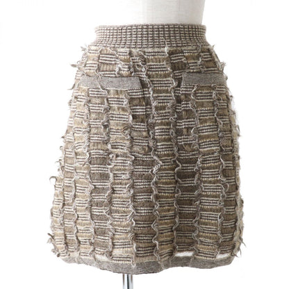 CHANEL skirt Outer: 54% mohair, Outer: 41% nylon, Outer: 5% wool, Lining: 91% silk, Lining: 9% elastane Brown type Women 34