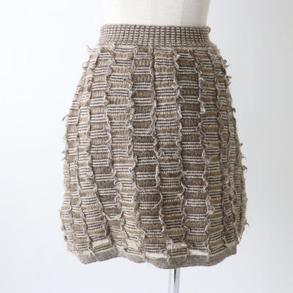 CHANEL skirt Outer: 54% mohair, Outer: 41% nylon, Outer: 5% wool, Lining: 91% silk, Lining: 9% elastane Brown type Women 34