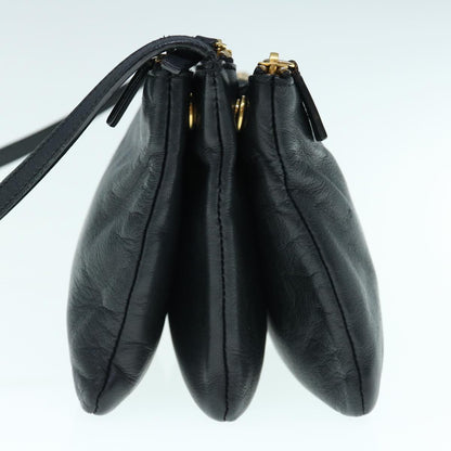 Luxury CELINE Trio Shoulder Bag Leather Black  hk1006