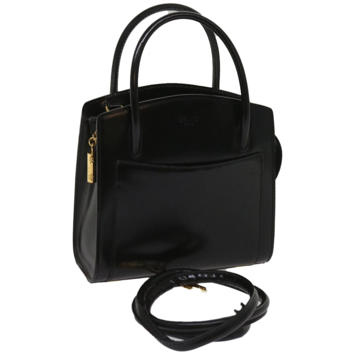 Luxury CELINE Hand Bag Leather 2way Black  hk1062