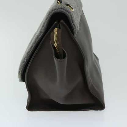 Luxury CELINE Trapeze Hand Bag Leather 2way Brown  hk1137