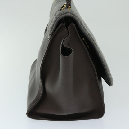 Luxury CELINE Trapeze Hand Bag Leather 2way Brown  hk1137
