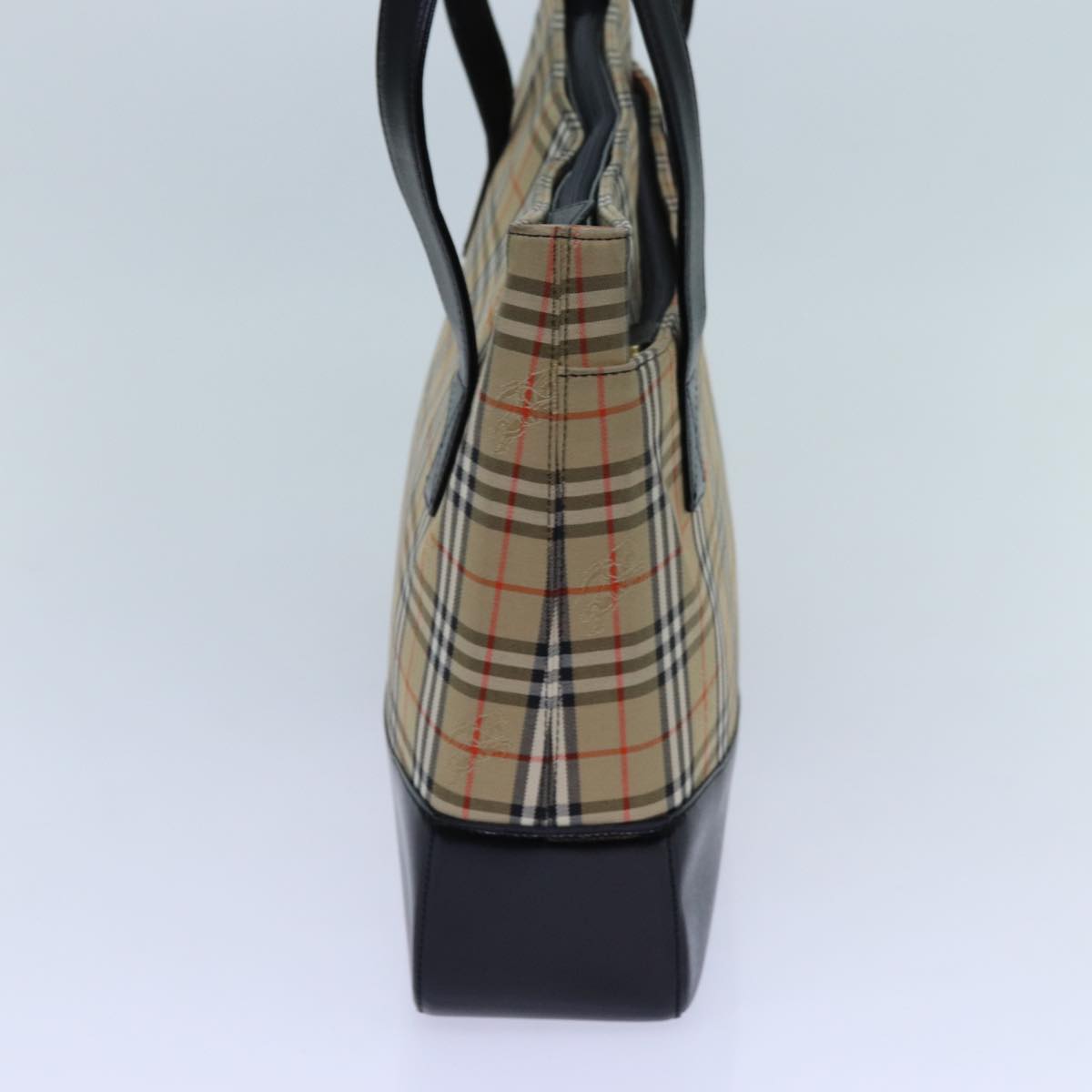 Luxury Burberry Nova Check Tote Bag Canvas Beige Black Auth hk1203