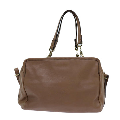 Luxury CELINE Elsie Hand Bag Leather 2way Beige  hk1217