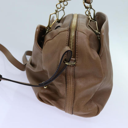Luxury CELINE Elsie Hand Bag Leather 2way Beige  hk1217