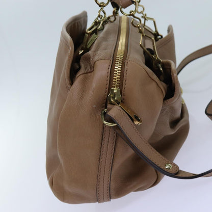 Luxury CELINE Elsie Hand Bag Leather 2way Beige  hk1217