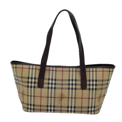 Luxury Burberry Nova Check Shoulder Bag PVC Beige Auth hk1237