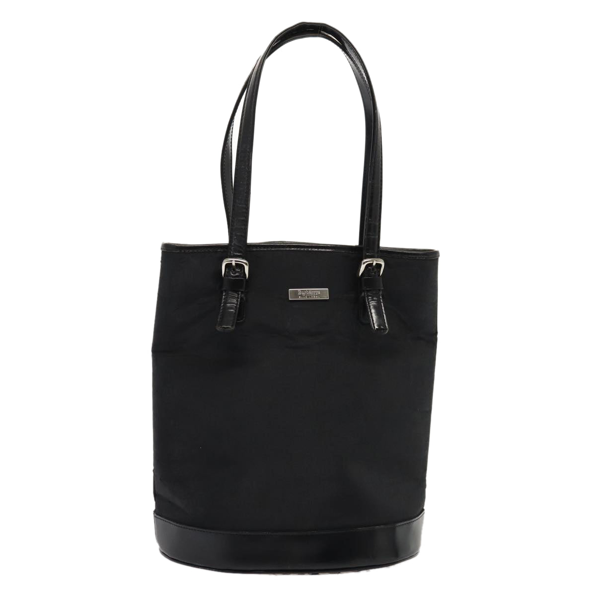 Luxury BurberrySs Nova Check Blue Label Tote Bag Nylon Beige Black Auth hk1462