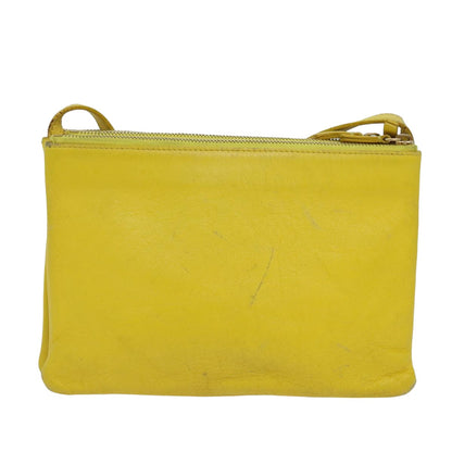 Luxury CELINE Trio Shoulder Bag Leather Yellow Auth hk1472
